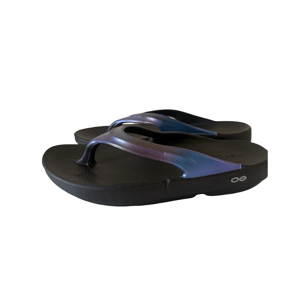 Oofos Oolala Luxe Sandals Womens  Blue Ombre Flip Flop Comfort Recovery SZ 8
